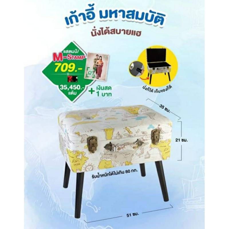 เก้าอี้มหาสมบัติ (นั่งได้เก็บของได้) ของ Premium 7-11 ของมือ 1 ไม่ผ่านการใช้งาน