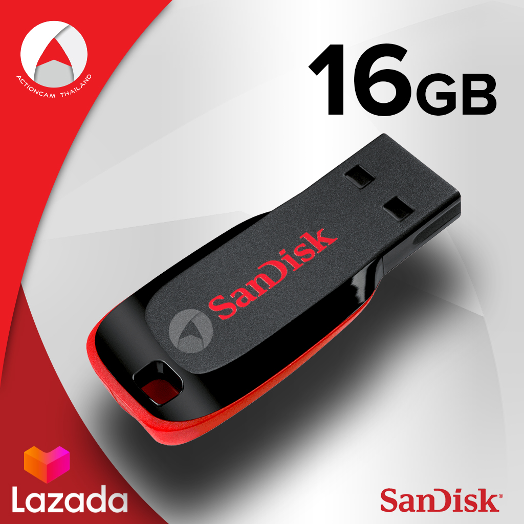 SanDisk CRUZER BLADE USB 2.0 แฟลชไดร์ฟ 16GB Black (SDCZ50-016G-B35) เมมโมรี่ แซนดิส แฟลซไดร์ฟ ประกัน Synnex รับประกัน 5 ปี