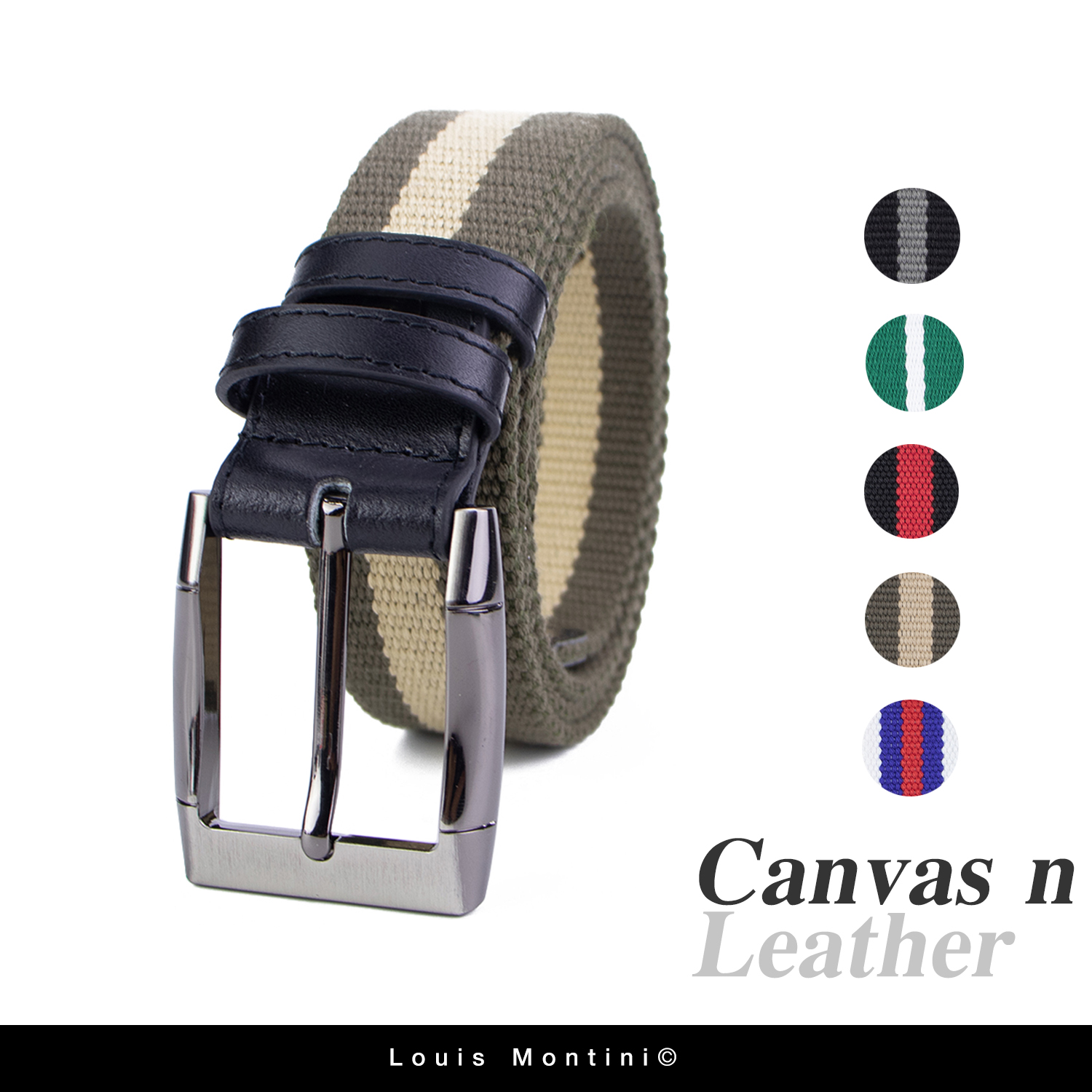 Louis Montini Canvas Belt canvas เข็มขัดผ้า เข็มขัดผู้ชาย เข็มขัดแฟชั่น MCT19