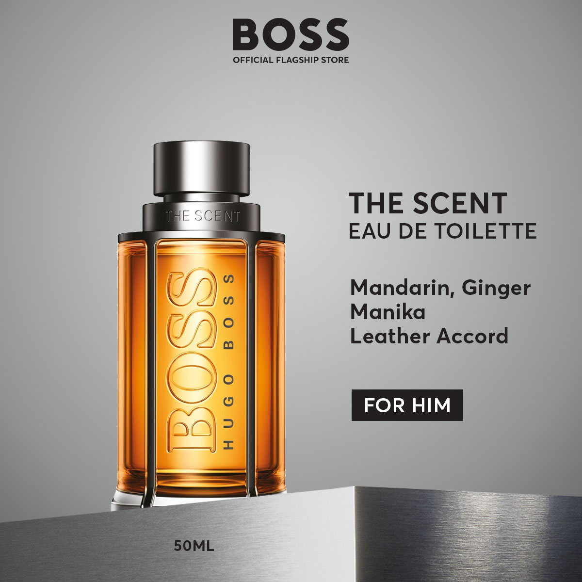 Men's Perfume Boss the Scent for Him Eau De Toilette - Ginger, Maninka Fruit, Leather Accords - Oriental Woody Edt Perfume | By Hugo Boss Fragrances *Can Engrave up to 15 Characters. ราคา 4,750 บาท*ส่งฟรี