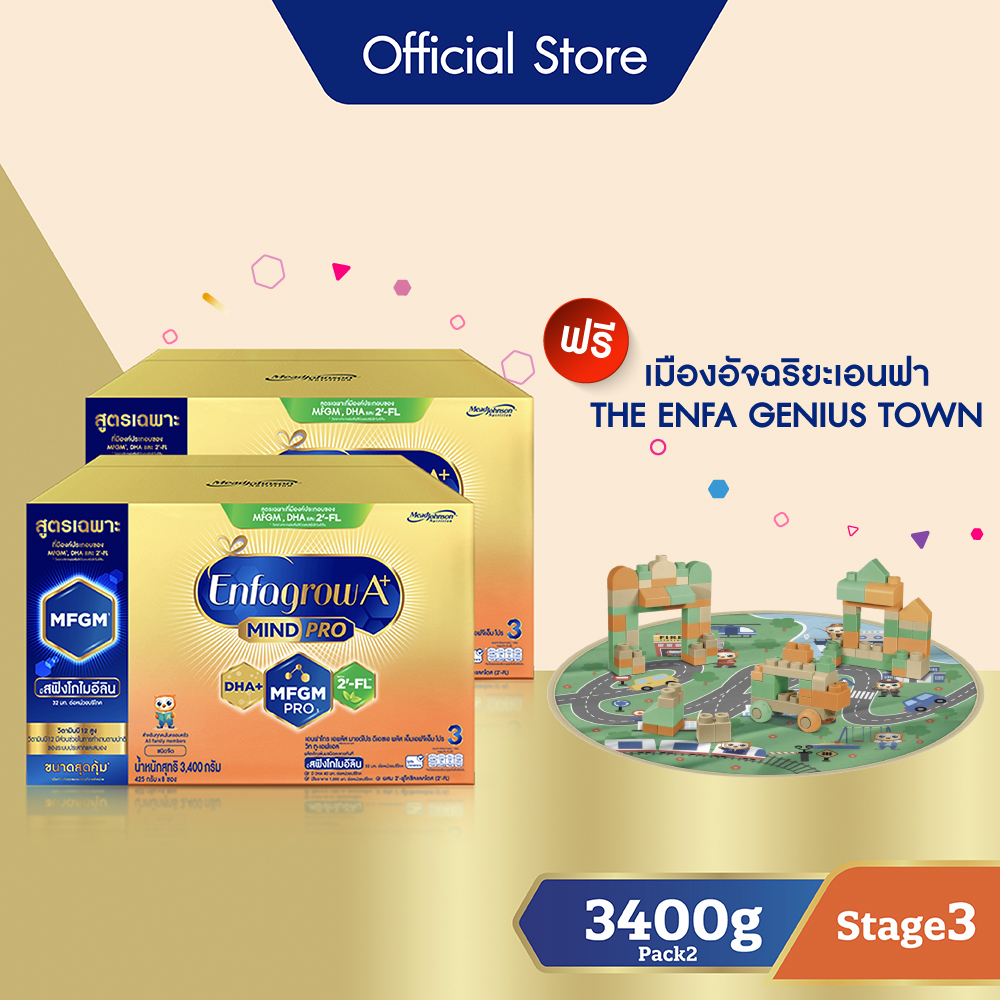 [รับของขวัญในเซ็ท] นมผง เอนฟาโกร เอพลัส มายด์โปร สูตร3 ชนิดจืด (3400 กรัม) x2 กล่อง รับฟรี เมืองอัจฉริยะเอนฟา (สินค้าสมนาคุณงดจำหน่าย)