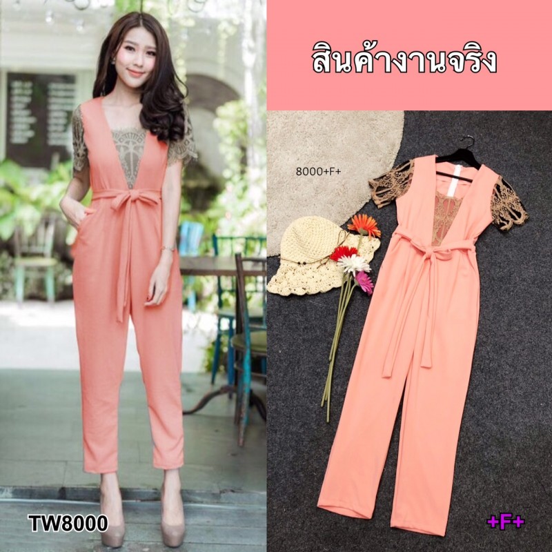 K8000 ขายดีมากกกกกJumpsuit ชุดจั้มสูทขายาว แขนสั้น