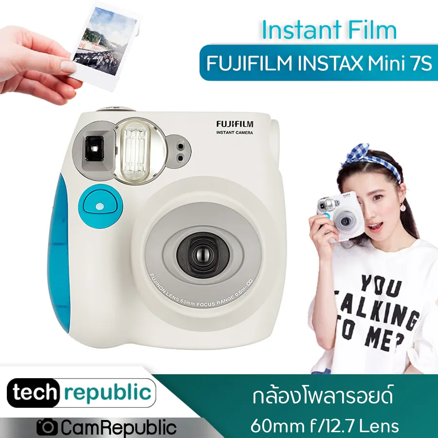 กล้องโพลารอยด์ กล้องอินสแตนท์ กล้อง FUJIFILM INSTAX Mini 7S Instant Film กล้องถ่ายรูป Fujinon 60mm f/12.7 Lens เลนส์ กล้องฟิล์ม  มีสไตล์ น้ำหนักเบา กะทัดรัด Techrepublic