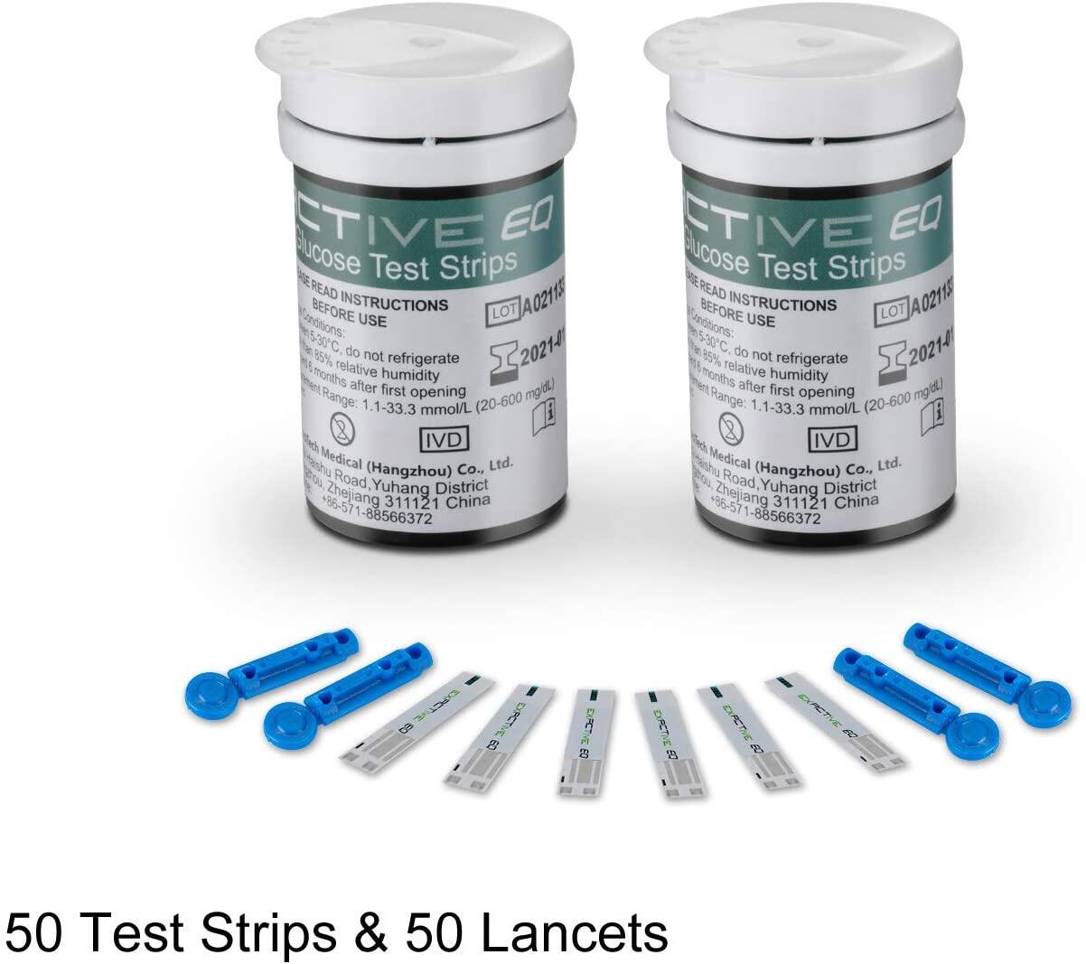 SALE?แผ่นตรวจน้ำตาล แผ่นทดสอบ Exactive EQ รุ่น Impulse Blood Glucose Test Strips 50pcs ?Free Twist Lancets 50pcs?
