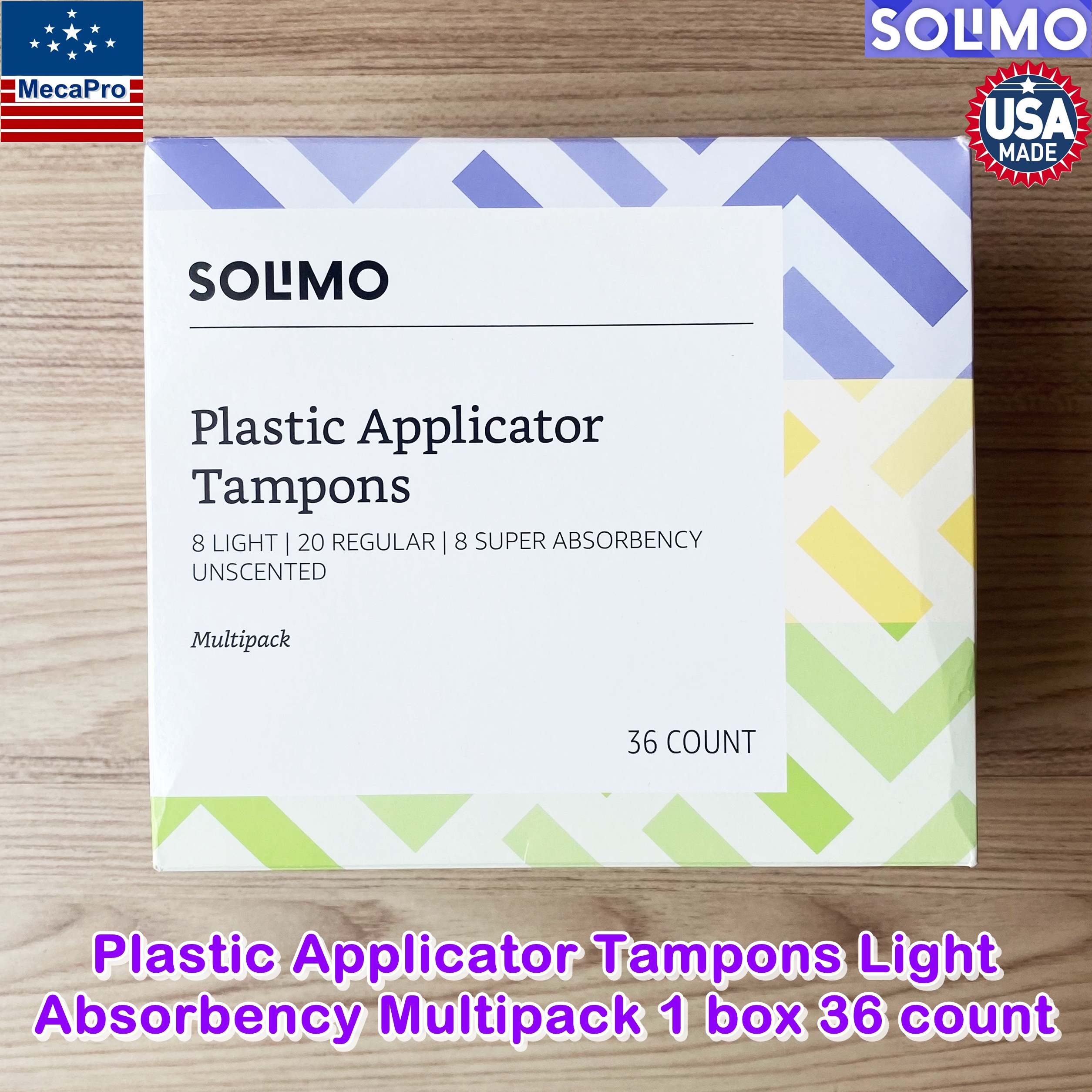 Solimo Plastic Applicator Tampons Light Absorbency Multipack 1 box 36 count ผ้าอนามัยแบบสอด 1 กล่อง คละแบบ 36 ชิ้น
