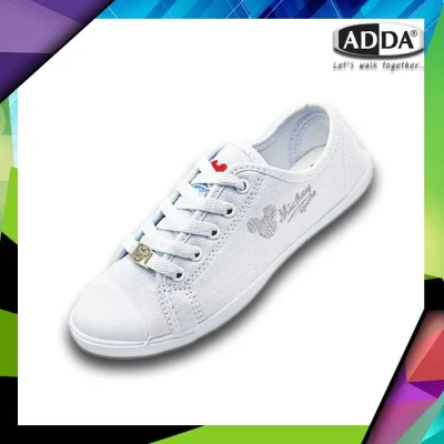 รองเท้าผ้าใบนักเรียนสีขาวผูกเชือก ADDA รุ่น 41H04-B1 ลายมิกกี้เม้าส์