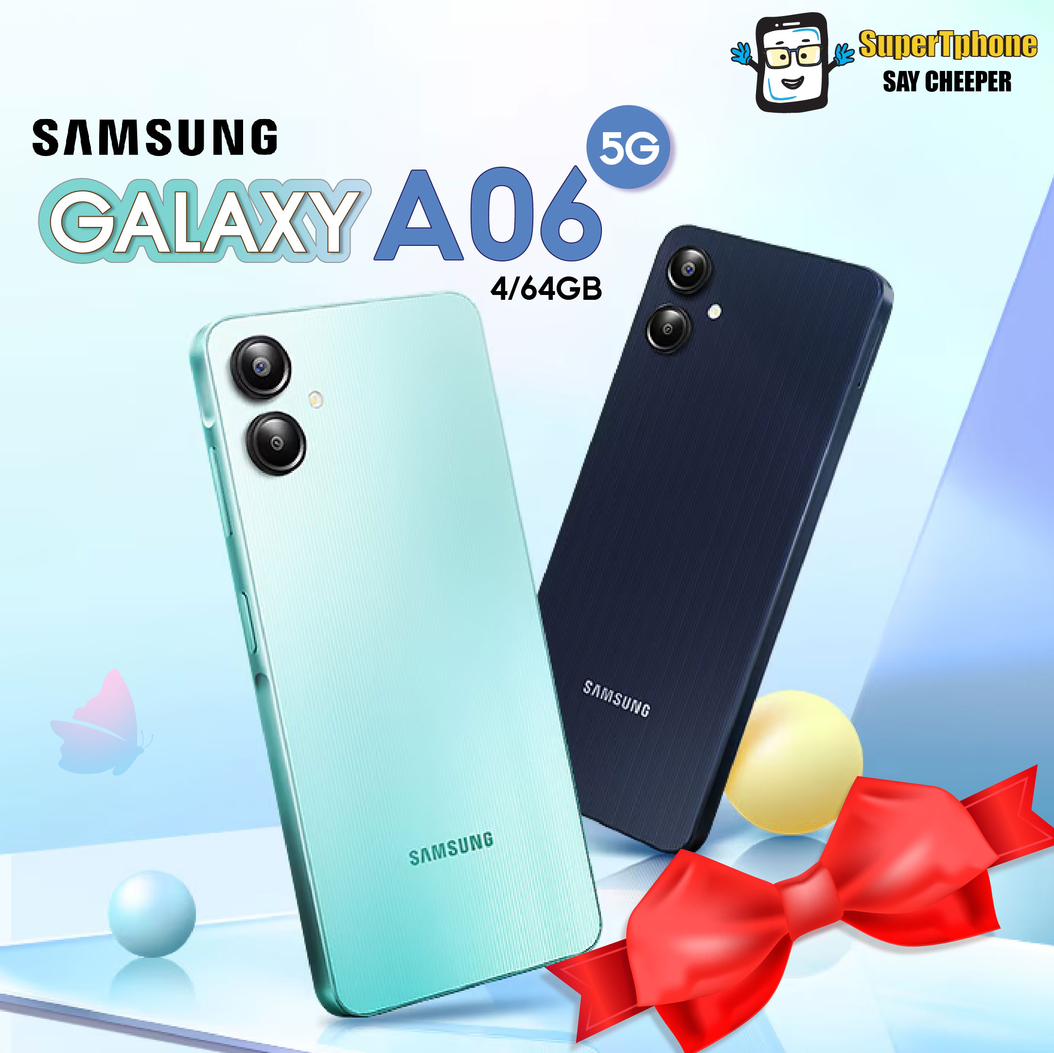 Samsung Galaxy A06 รุ่น 5G (4/64GB)รุ่นใหม่จอ 6.7" ดีไซน์สวย กล้องความคมชัดสูง ราคา 2,915 บาท*ส่งฟรี