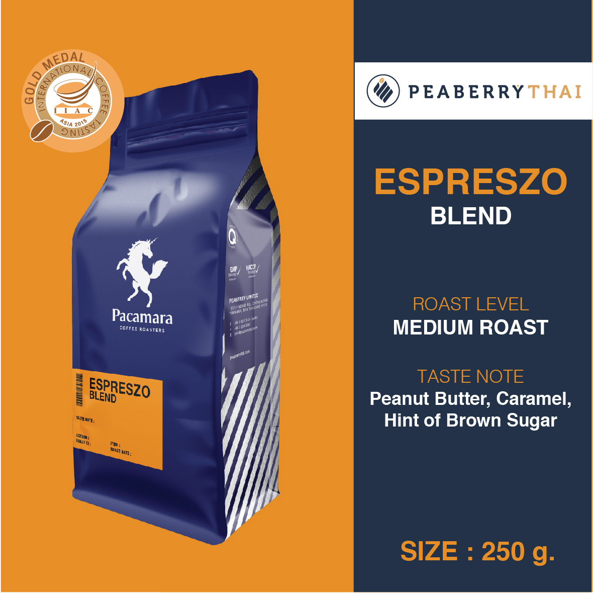 Pacamara Espreszo Blend - Medium Roast 250g ราคา 231 บาท*ส่งฟรี