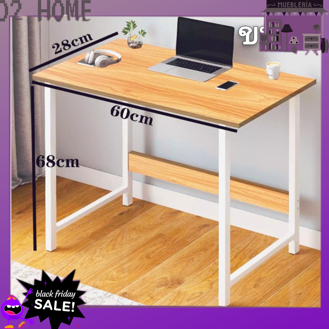 O2 HOMEโต๊ะทำงาน โต๊ะคอม โต๊ะกินข้าว โต๊ะวางของ โต๊ะโต๊ะทำงานไม้ โต๊ะคอมพิวเตอร์ หน้าโต๊ะไม้ขนาดโต๊ะเขียนหนังสือ68x60x28ซม Comp