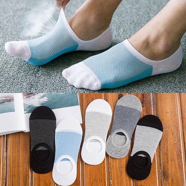 Breathable socks แพ็ค5คู่ 5สี ถุงเท้าข้อสั้นระบายอากาศ