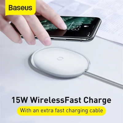 Baseus Jelly Wireless Charger 15W Fast Qi สำหรับiPhone Airpods Pro Fast Charging มีไฟแสดงสถานะการชาร์จ*ไม่มีAdapter แถม*