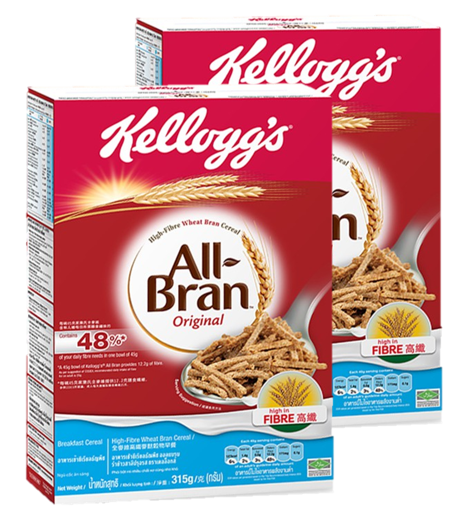 Kelloggs All Bran Cereal เคลล็อกซ์ ออลแบรน รำข้าวสาลี 315กรัม x 2กล่อง