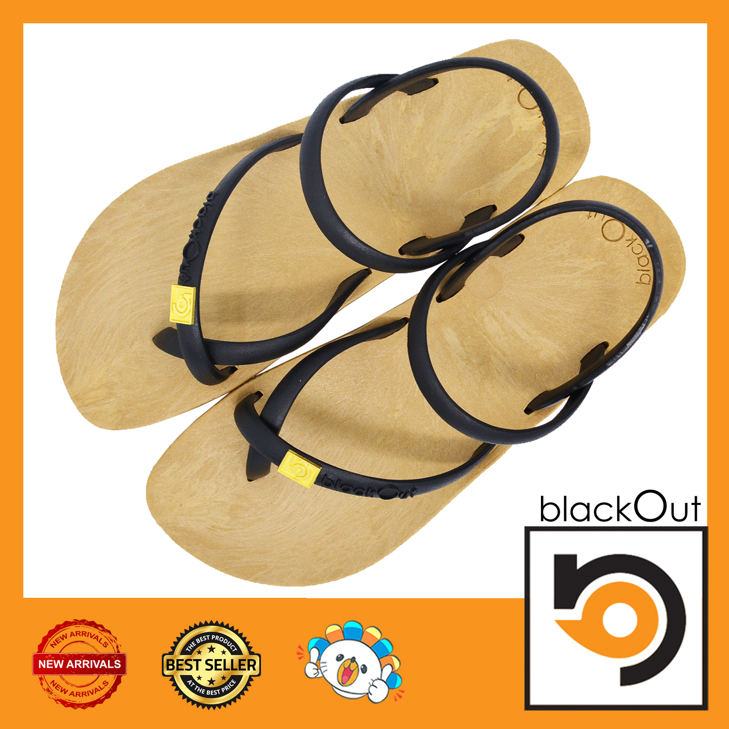 BlackOut ToeloopSlingback รองเท้าแตะ คีบโป้งรัดส้น พื้นทอง(หูดำ) ราคา 330 บาท*ส่งฟรี