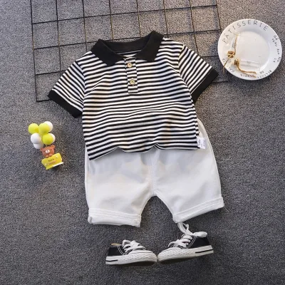 Summer Boys suits summer 2020 new baby fashion short sleeve plaid polo shirt two PCs water