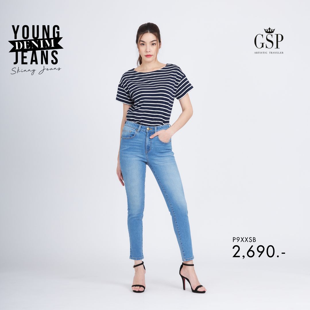GSP woman's pants Breathable Young denim กางเกงยีนส์ ขาเดฟ สีฟ้า P9XXSB ราคา 2,690 บาท*ส่งฟรี