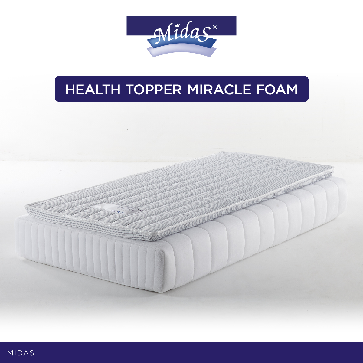 Midas ที่นอนเพื่อสุขภาพ รุ่น Health Topper Miracle Foam ขนาด 3 ฟุต หนา 2 นิ้ว ส่งฟรี ราคา 1,385 บาท*ส่งฟรี
