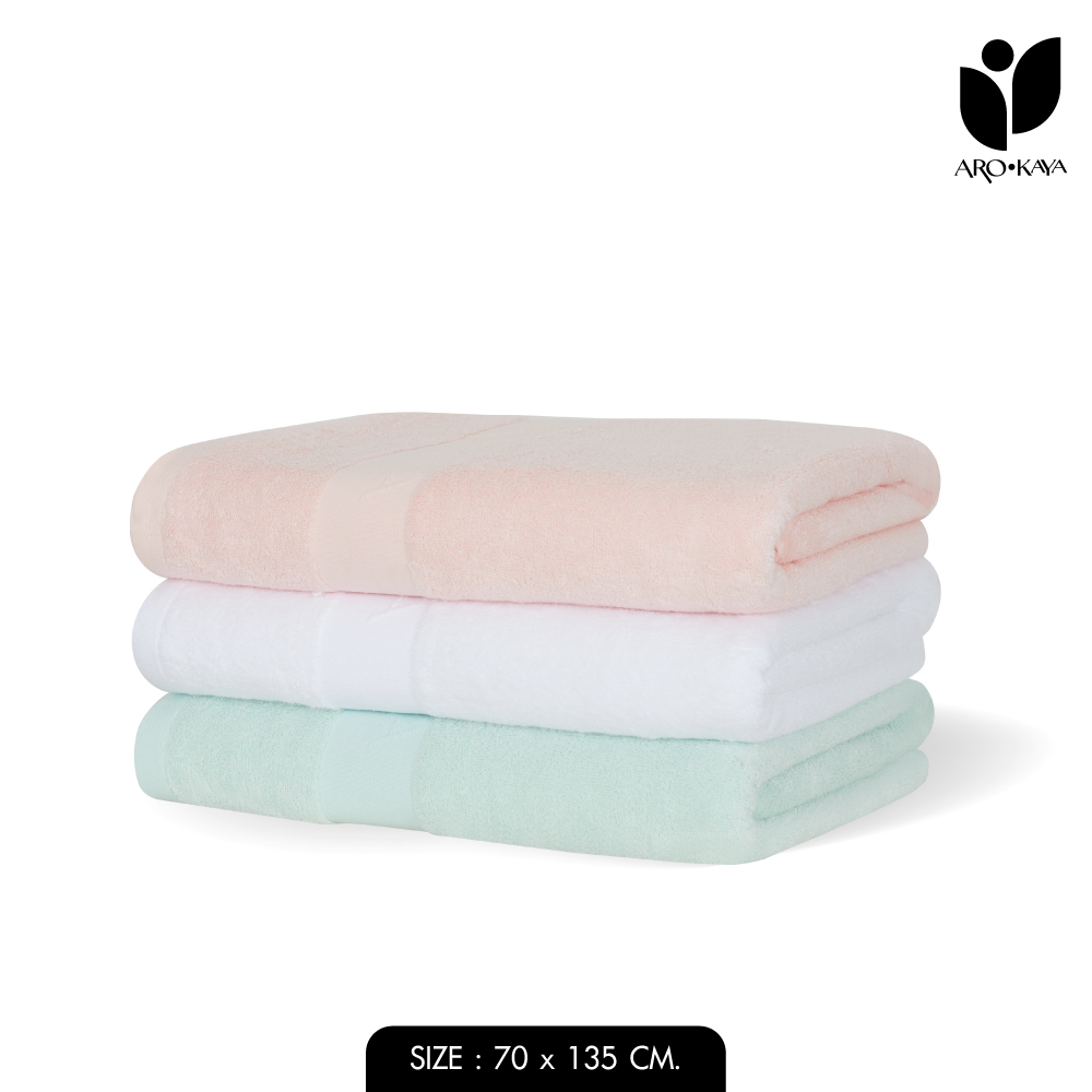 Arokaya Bamboo Towel 70% ผ้าขนหนูใยไผ่และฝ้ายธรรมชาติ ผ้าขนหนู ผ้าเช็ดผมซับน้ำดี ผืนใหญ่ ขนาด 70x135 cm. รุ่น AA1504 ราคา 390 บาท*ส่งฟรี