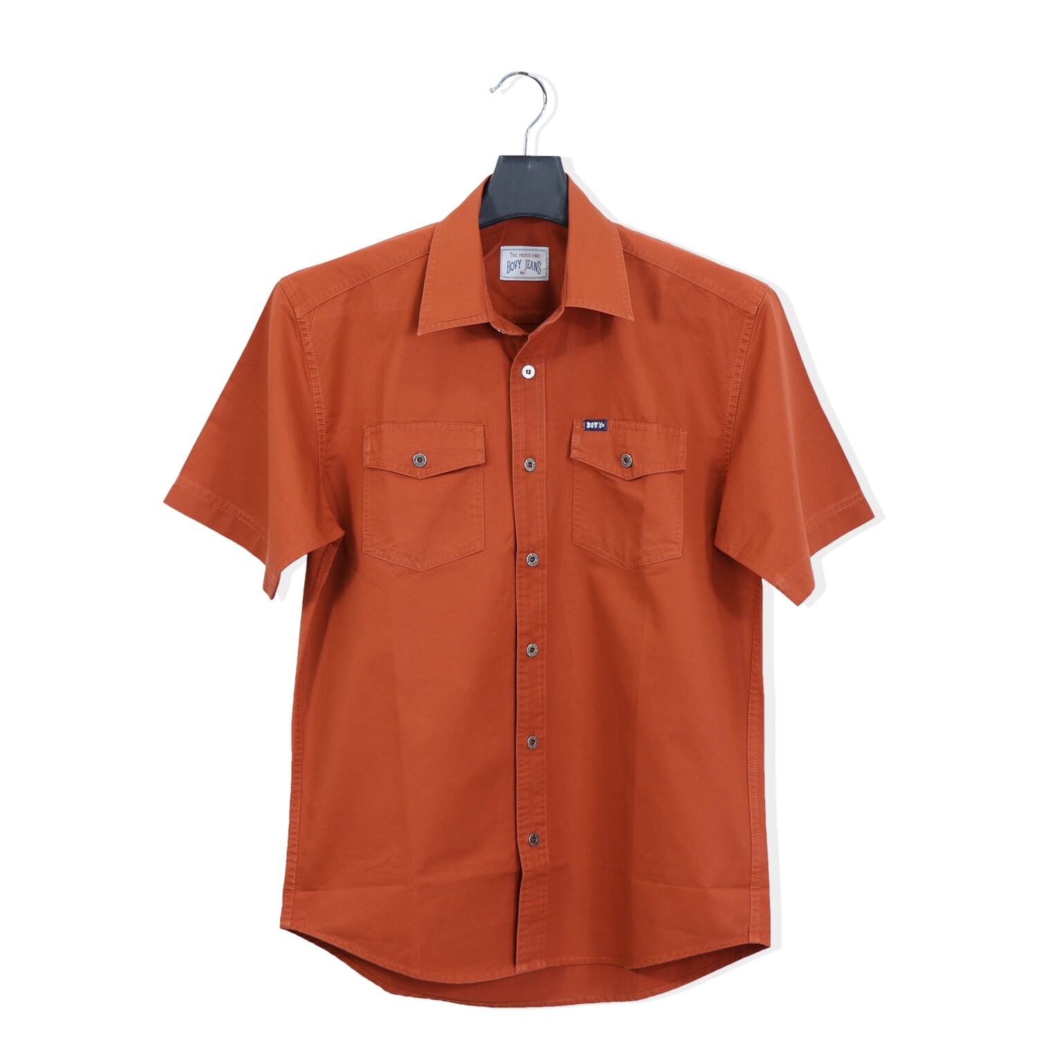 Bovy Orange Shirt  - เสื้อเชิ้ตแขนสั้นสีดำ  รุ่นBA 3596 - สี RD-09