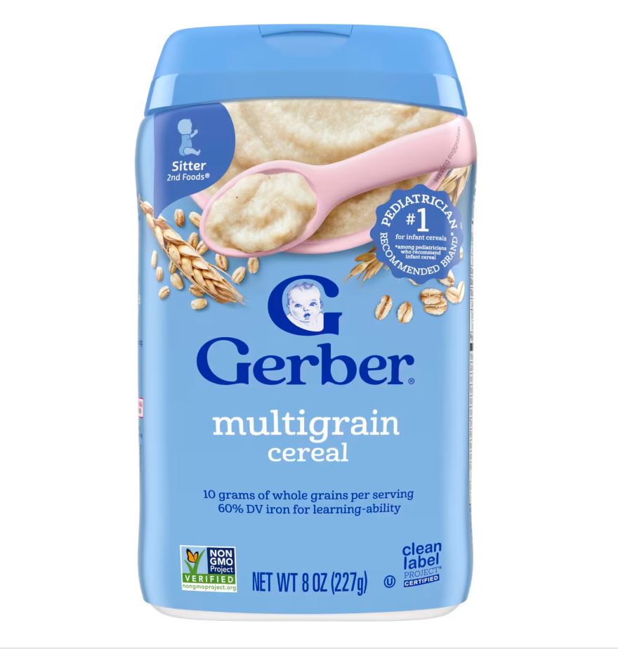 ✳️[แท้ 100%/พร้อมส่ง]✳️ Gerber Cereal for Baby Grain & Grow 8+ Months Oatmeal Banana Strawberry 8 oz (227 g) อาหารเด็ก