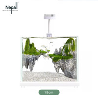 Nepall small desktop goldfish aquarium fish tank living room ตู้ปลาจำลองระบบนิเวศน์ในน้ำพร้อมหินตกแต่งตู้ปลาและเครื่องกรองน้ำขนาด 18 เซนติเมตร By Mac Modern