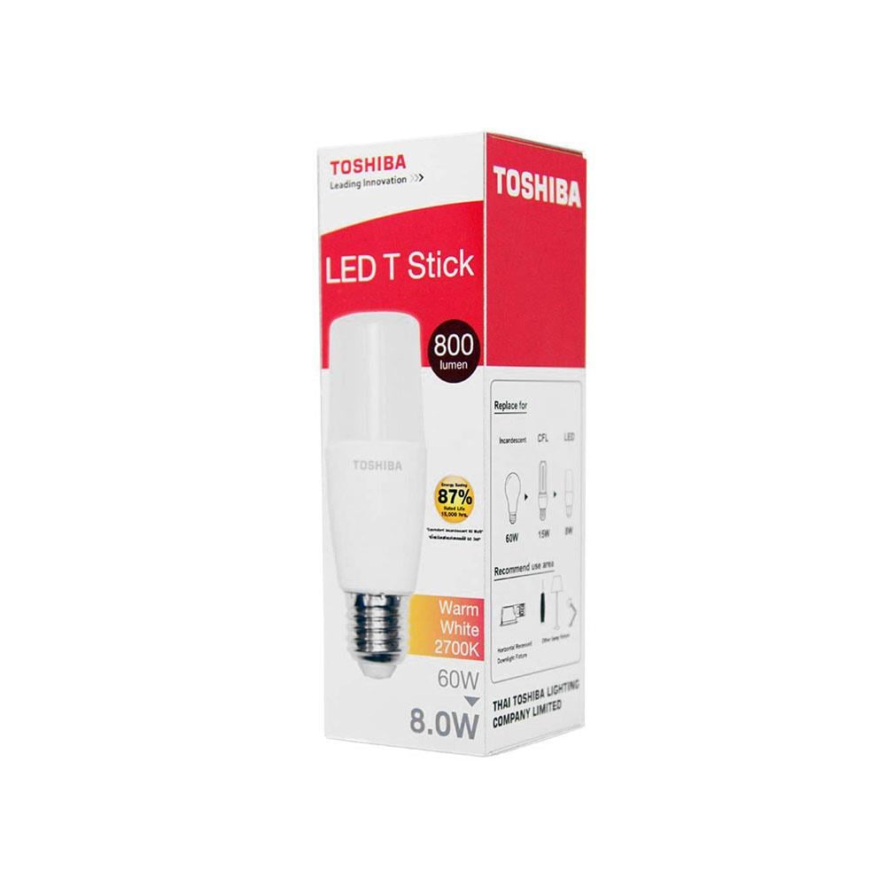 TOSHIBA หลอดไฟ Led Stick T7 11w/8w ขั้วE27 ทรงเรียว ประหยัดพื้นที่รับประกันสินค้า 1 ปี มี มอก