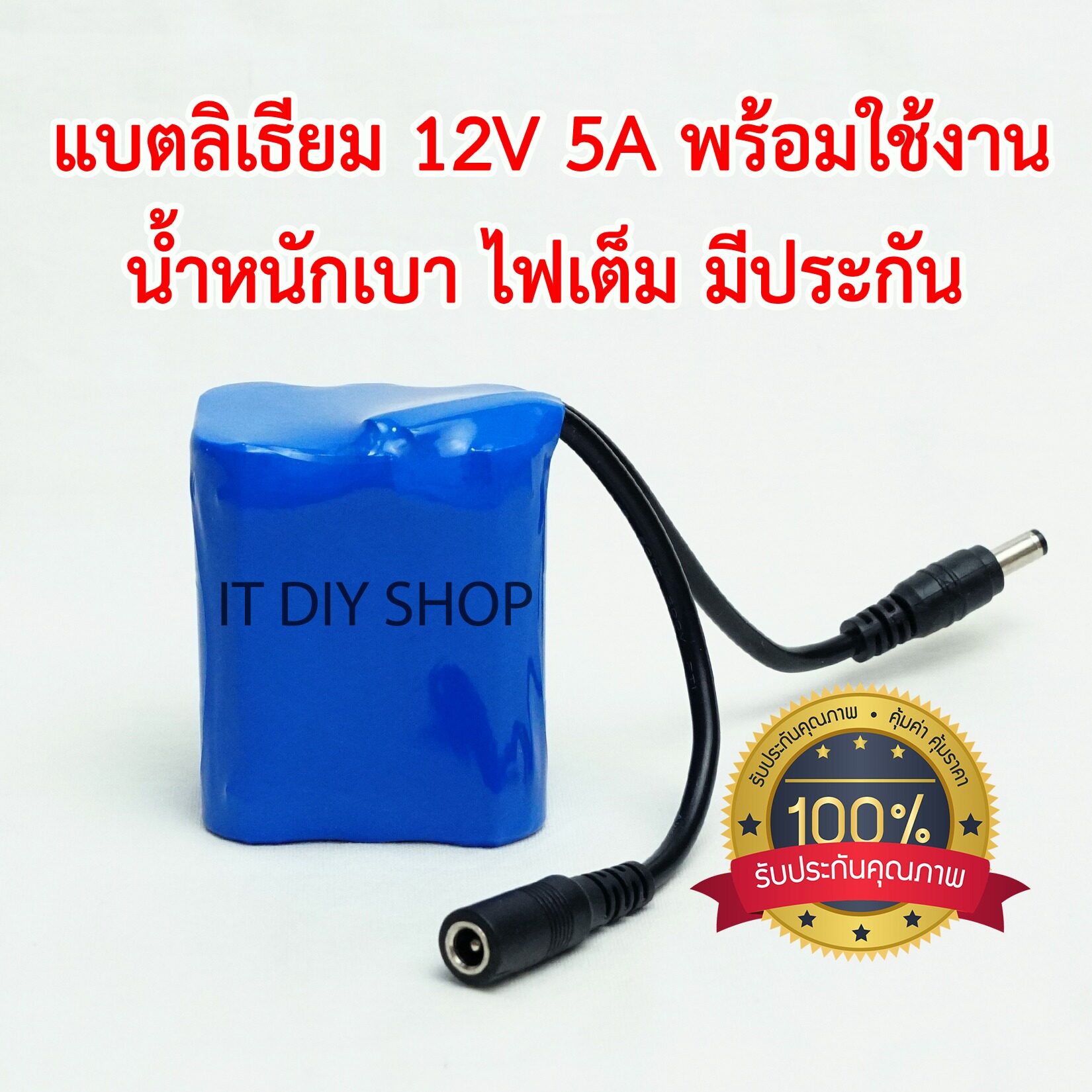 แบตลิเธียม 12V 5A พร้อมใช้งาน สำหรับแอมป์จิ๋ว อิเล็กทรอนิกส์ แถมฟรีที่ชาร์จ พร้อมส่ง