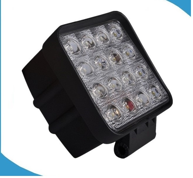 ราคาส่ง ไฟสปอร์ตไลท์ ไฟรถ ไฟท้าย แบบสี่เหลี่ยม ขนาด 4 นิ้ว กำลังไฟ 48 Watt ( LED 16 ดวง x 3Watt) ไฟ 12V-24V เเสงขาว จำนวน 1 ชิ้น