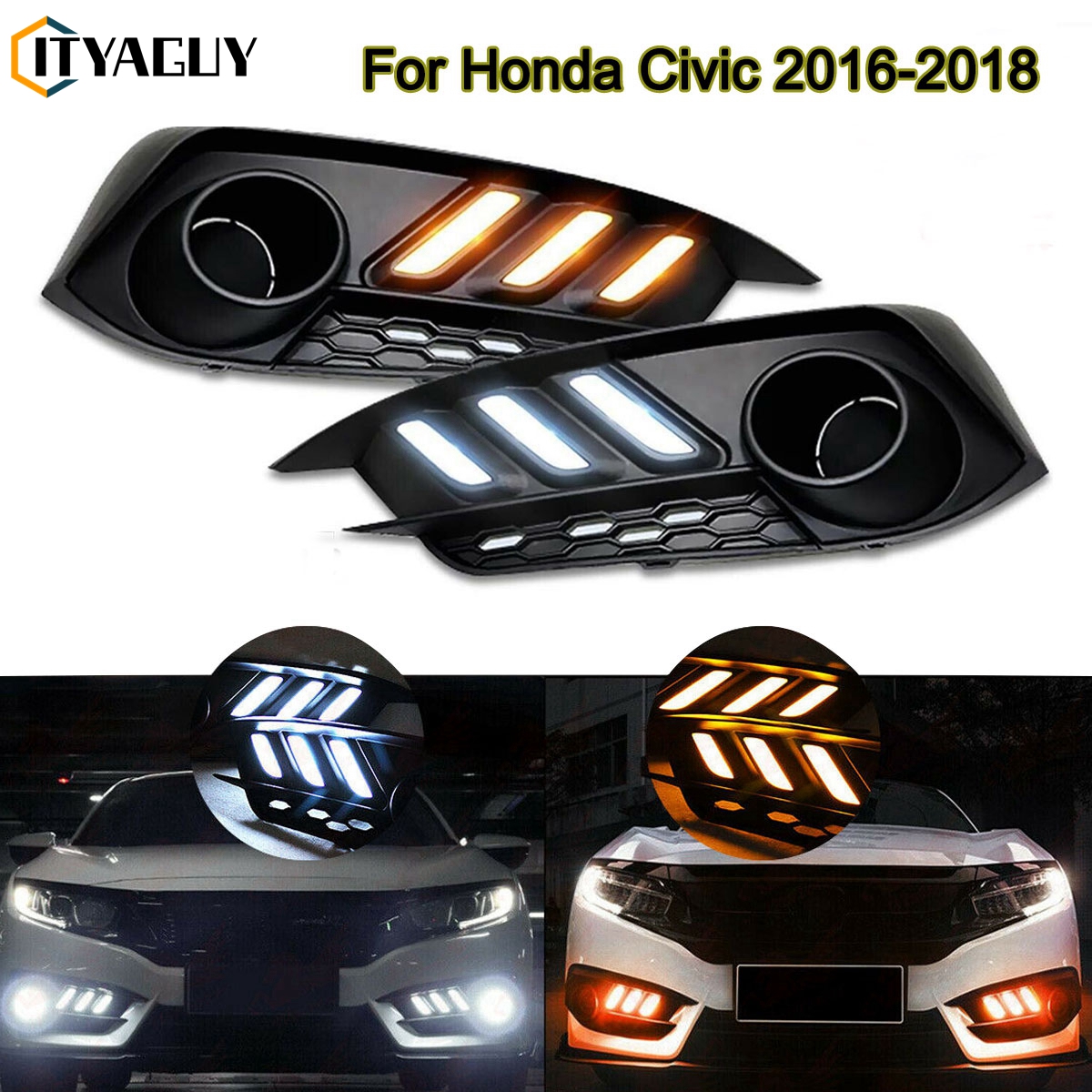 Daytime light DRL civic 2016 2017 2018 FC Mustang turn signal light ราคา 2,690 บาท*ส่งฟรี