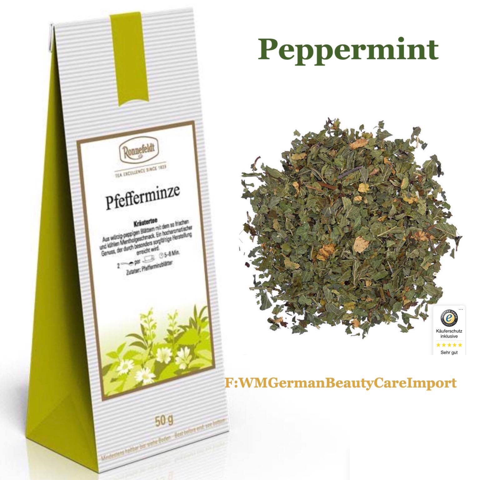 Exp.2023 ชาใบหลวม รอนเนอเฟลด์ เปปเปอร์มิ้นท์ Ronnefeldt Loose Tea Pfefferminze(Peppermint) Herbal Tea Peppermint Flavour 50g จากเยอรมัน