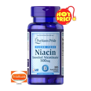 ภาพหน้าปกสินค้าPuritan\'s Pride Flush Free Niacin ( Vitamin B3 as Inositol Nicotinate) 500 mg./100 Capsules ที่เกี่ยวข้อง