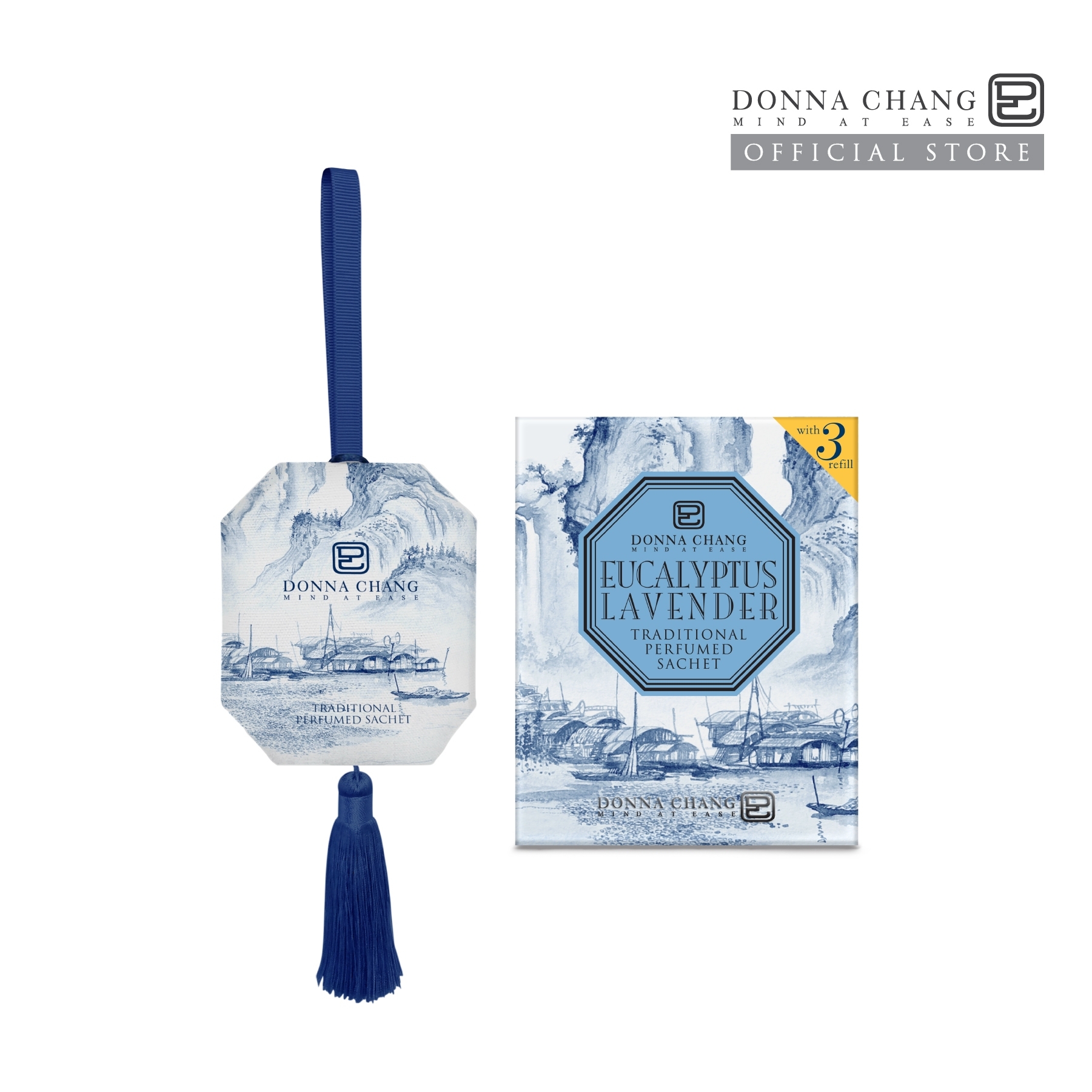 DONNA CHANG Eucalyptus Lavender Perfumed Sachet 60g ดอนน่า แชง ถุงหอมปรับอากาศ ถุงหอม น้ำหอมปรับอากาศ น้ำหอมในรถยนต์ ราคา 650 บาท*ส่งฟรี