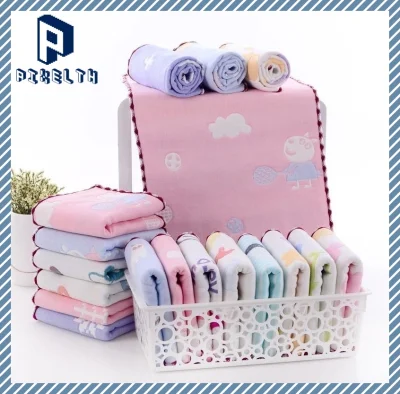 PIXELTH - Baby Towel 25*50 cm 6 Layers Cotton Children's Towels Soft Cartoon Towel Baby Bath Towel Newborn Baby Face Shower Handkerchef