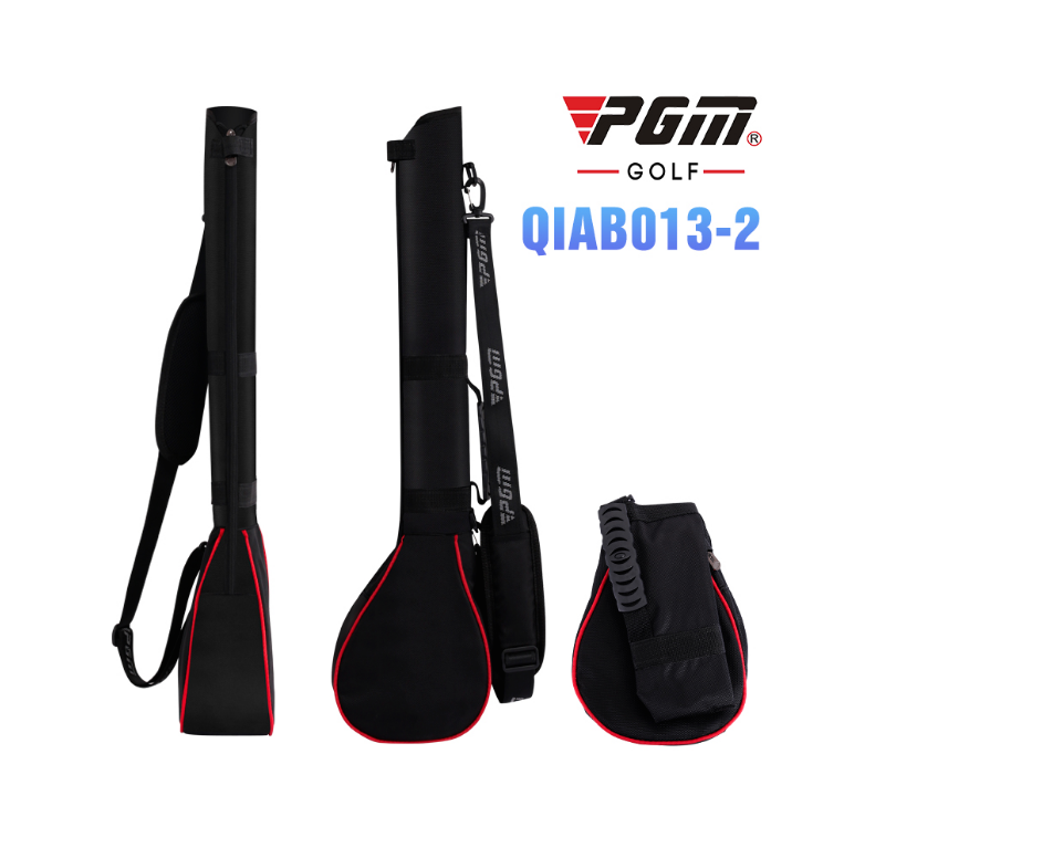 Sunsun store : กระเป๋าใส่ไม้กอล์ฟ PGM ขนาดพกพา พับเก็บได้ QIAB013 สีเทา / สีแดง