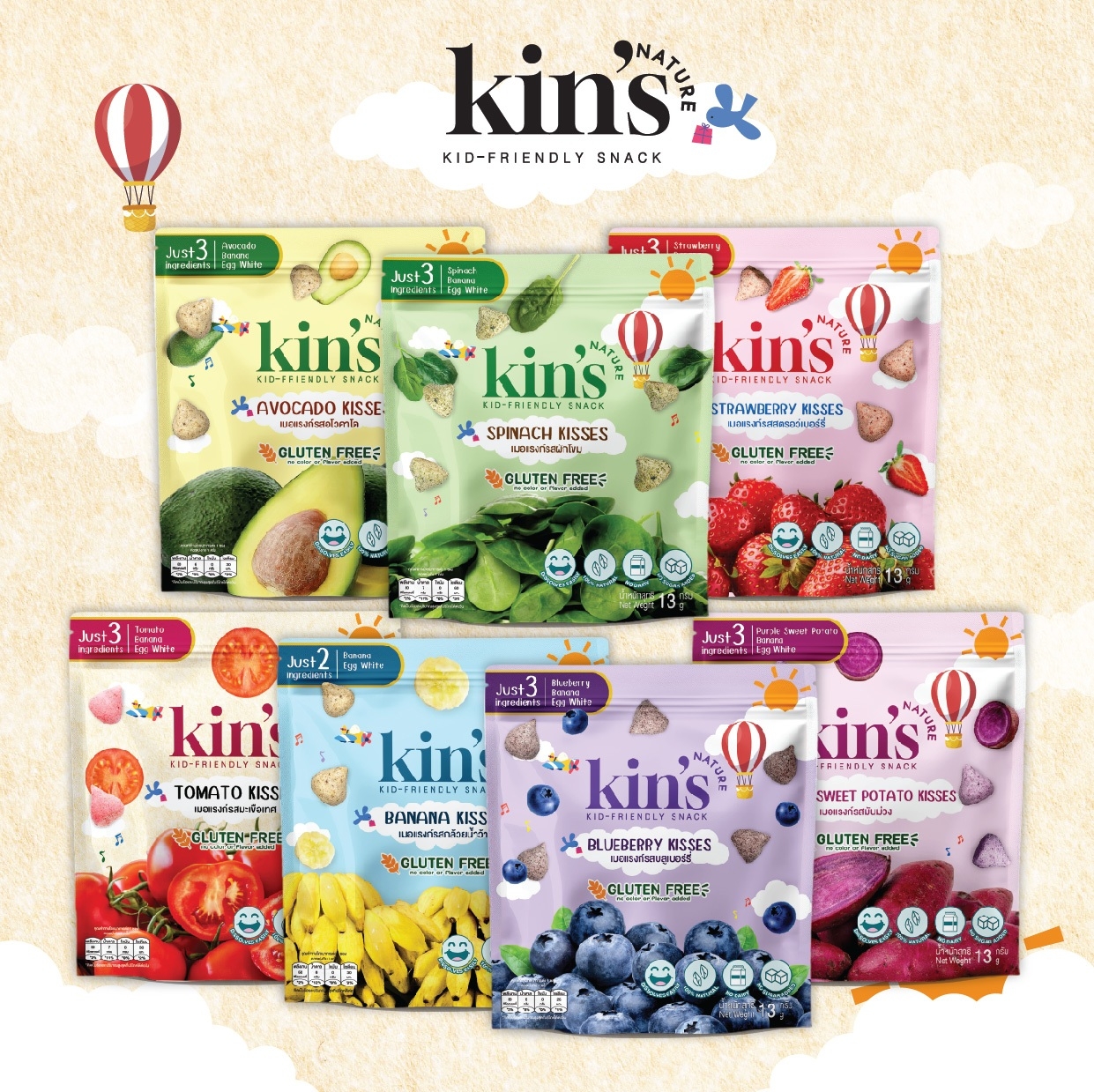 Pre-Order According to the System. Delivery Within 3-5 Days, Excluding Saturdays and Sundays. Kin's Nature *Link for Mixed Flavors, Me Lek, Kiz, Children's Snacks from Fruits and Vegetables. ราคา 99 บาท*ส่งฟรี