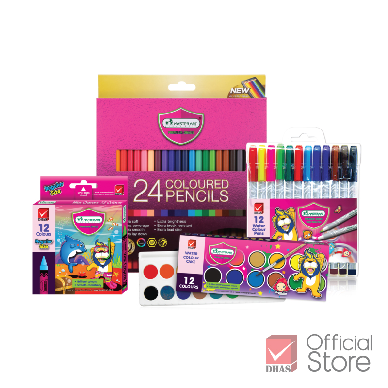 [Exclusive Set] Master art ชุดระบายสี สีไม้ 24 สี พร้อม สีน้ำ สีเมจิก และ สีเทียน จำนวน 1 ชุด