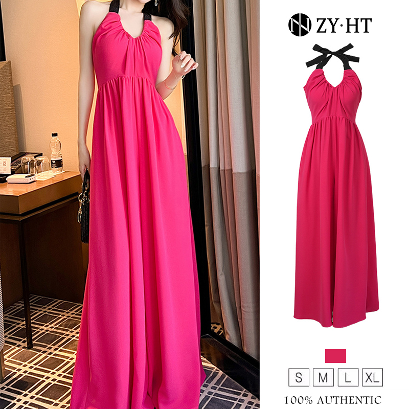 ZY.HT Áo liền quần nữ EraVogue jumpsuit chân dài màu hồng jumpsuit cổ jumpsuit gợi cảm quần yếm nữ v