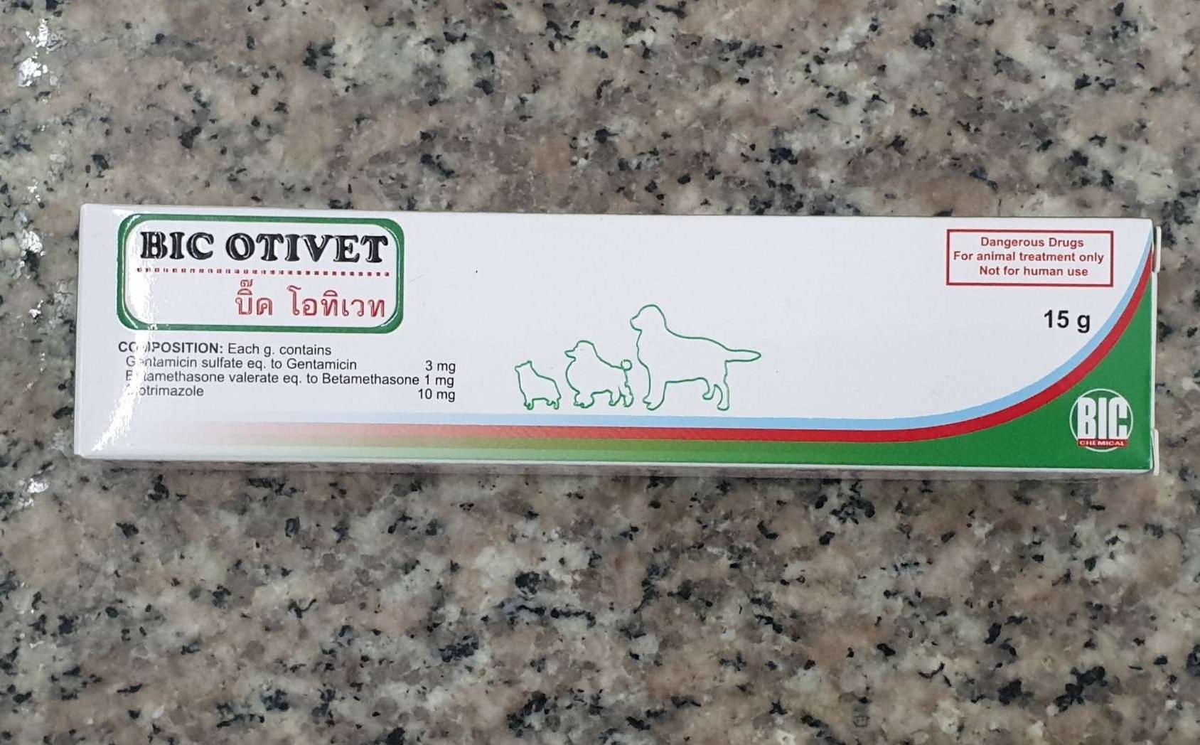 BIC Otivet 15 g ยาหยอดหูสุนัข รักษาหูอักเสบ คัน จากยีสต์ แบคทีเรีย
