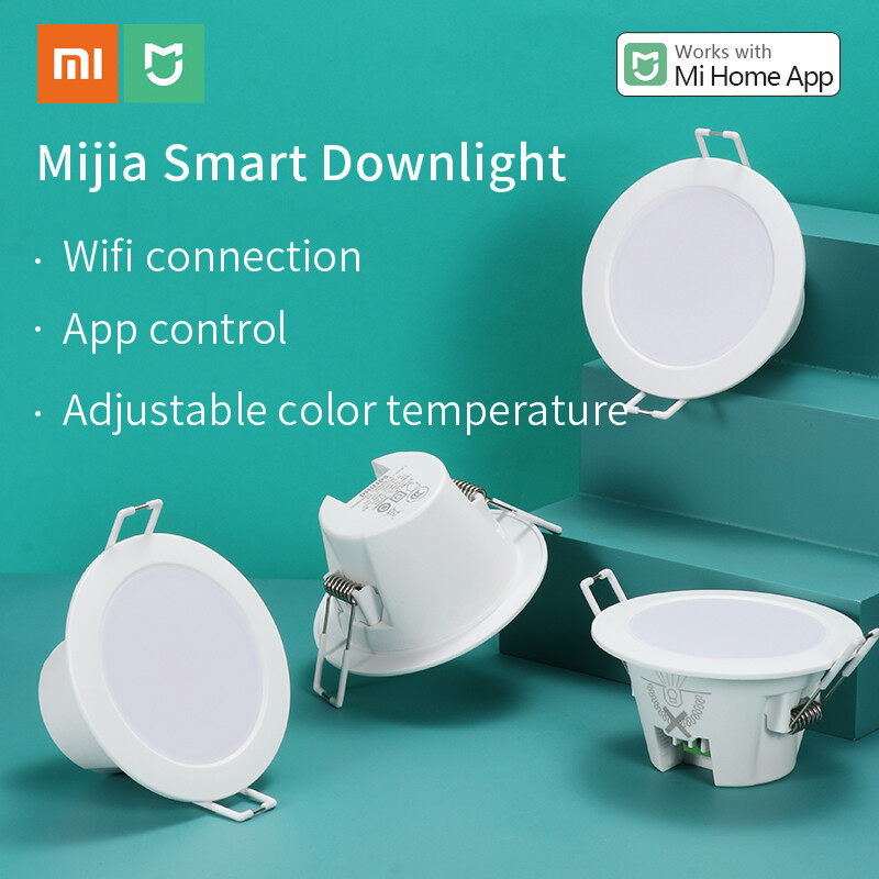 ใหม่ Xiaomi Mijia สมาร์ท LED ดาวน์ไลท์บลูทู ธ รุ่นตาข่ายโทรศัพท์รีโมทคอนโทรลปรับอุณหภูมิสีทำงานร่วมกับ Mi Home App