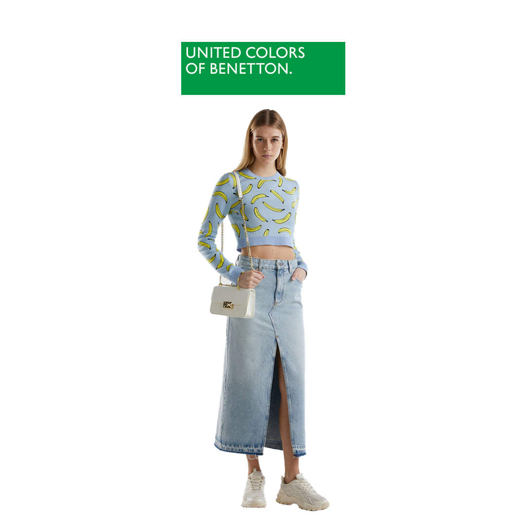 Benetton women Long denim skirt 46JTD003J ราคา 2,131 บาท*ส่งฟรี
