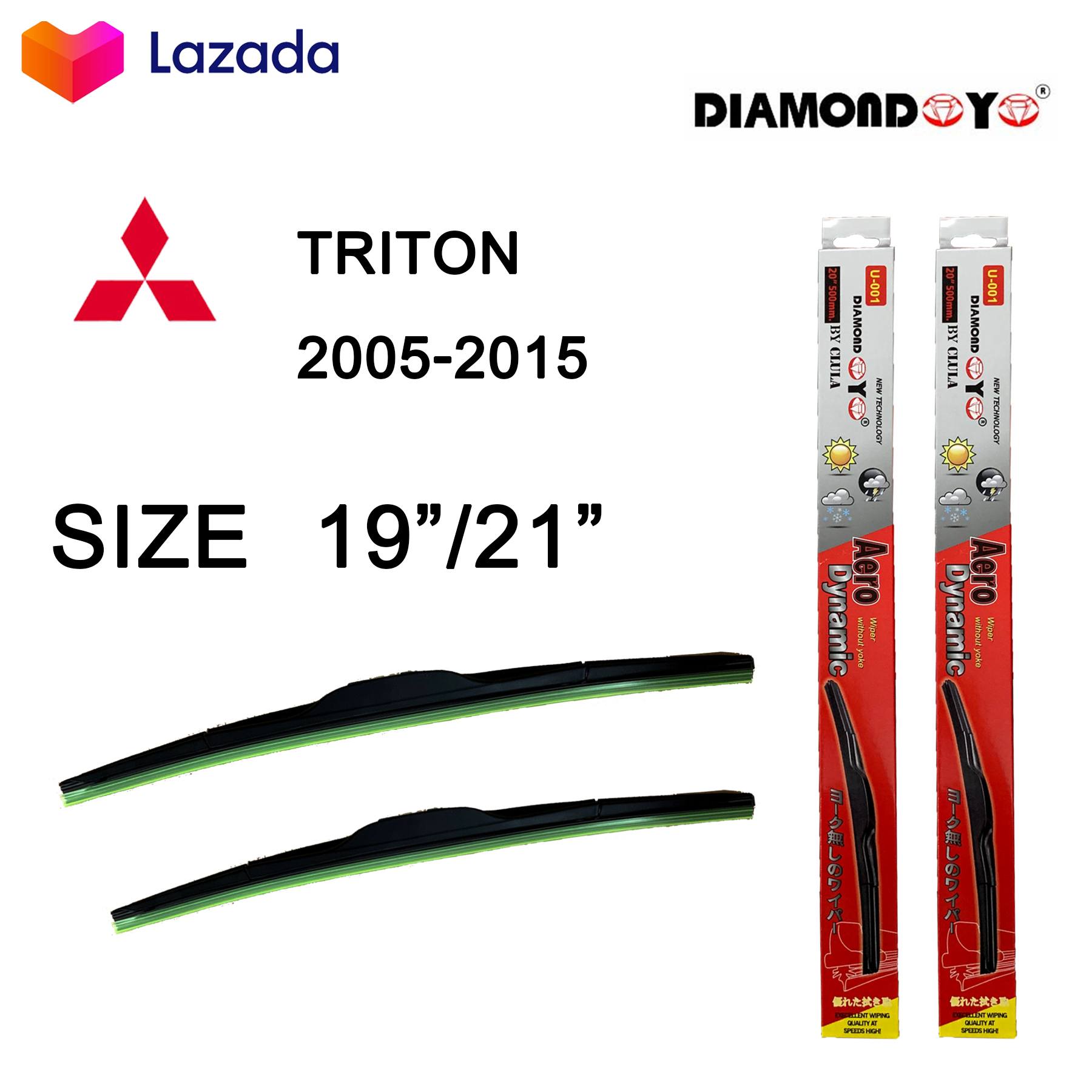 ใบปัดน้ำฝน ที่ปัดน้ำฝน TRITON ปี2005-2015 ขนาด 19 นิ้ว และ 21 นิ้ว Diamond eye ไทรทัน ปี2005-2015