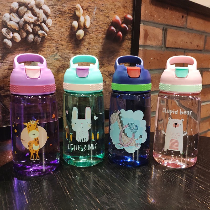 New กระติดน้ำเด็กหลอดเด้งแบบใหม่ ลายการ์ตูนน่ารัก Water Bottle for Kids 450ml