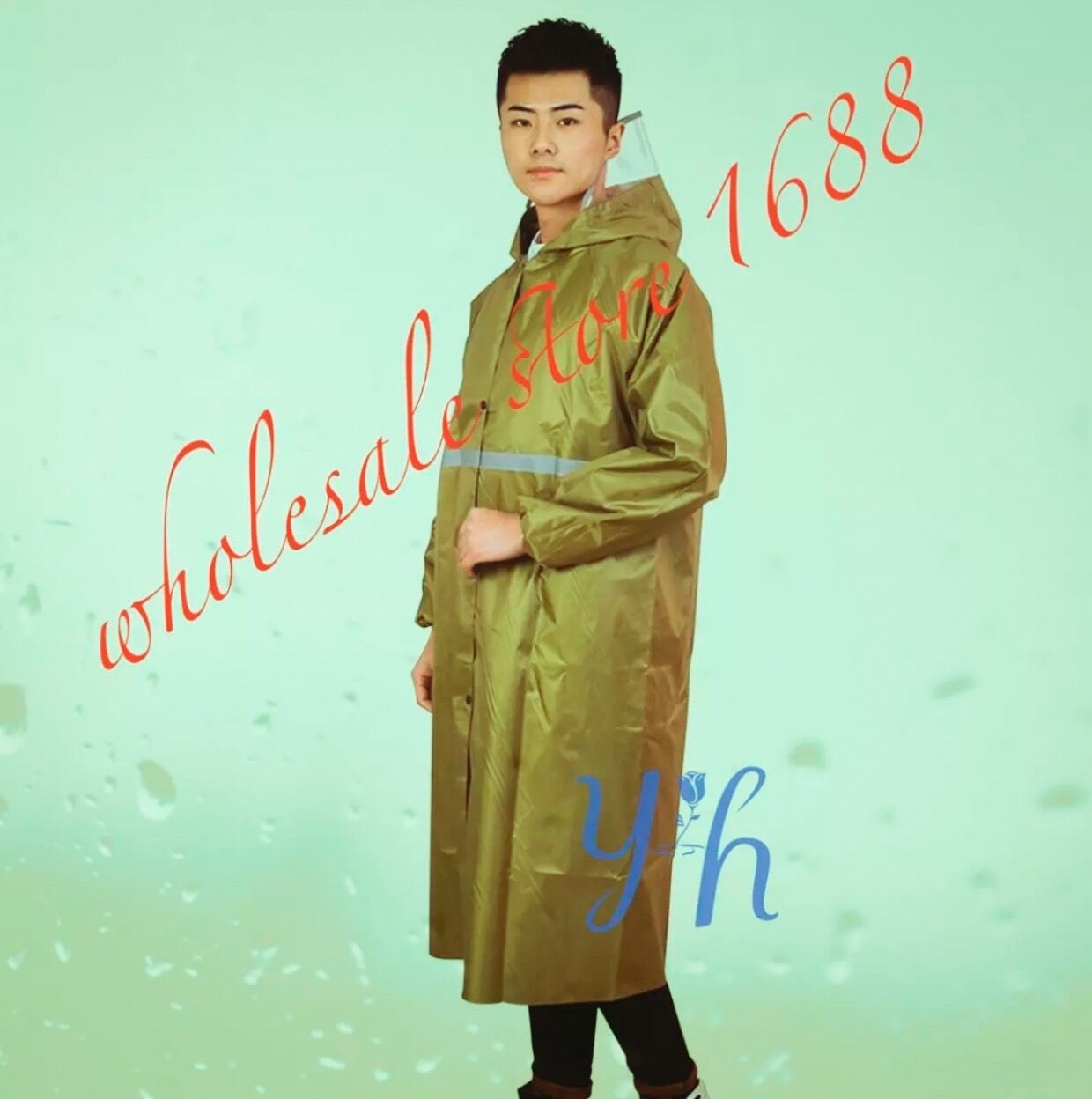 YH-1688（6สี）NEW ชุดเสื้อโค้ทกันฝน เสื้อกันฝน มีแถบสะท้อนแสงปกป้อง(เสื้อแบบมีหมวกฮูทคลุมศรีษะ)