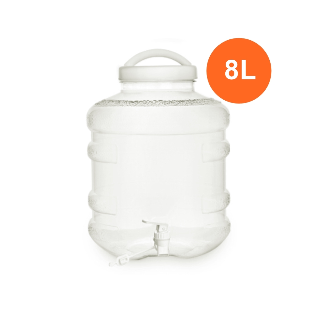 ถังน้ำดื่มพลาสติก 8 ลิตร PETเกรด A มีก๊อกพร้อมหูหิ้ว ลิตร สีใส X ราคา 119 บาท*ส่งฟรี