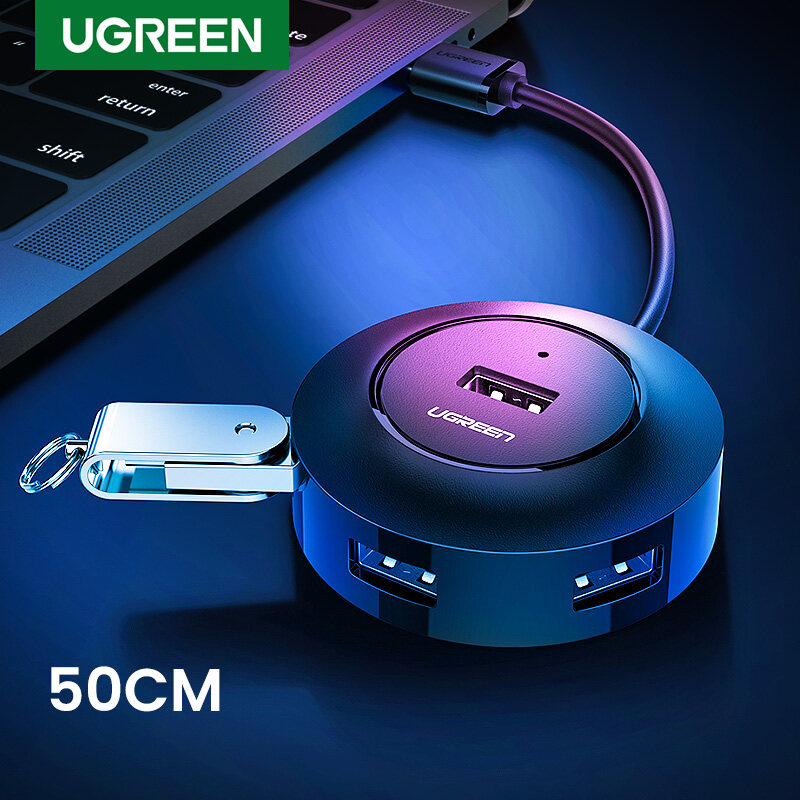 UGREEN  USB HUB 4 Port USB 2.0 Splitter Switch with Micro USB Charging Port for iMac Computer Laptop Accessories OTG HUB USB