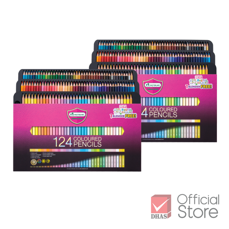 [ราคาพิเศษ 2 กล่อง] Master Art สีไม้ ดินสอสีไม้ แท่งยาว 124 สี รุ่นใหม่ จำนวน 2 กล่อง