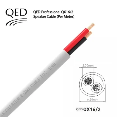 QED QX16/2 2 Core Speaker Cable สายลำโพง purity copper คุณภาพดีจาก UK ราคา/เมตร ใช้กับลำโพงคู่หน้า หรือ Surround