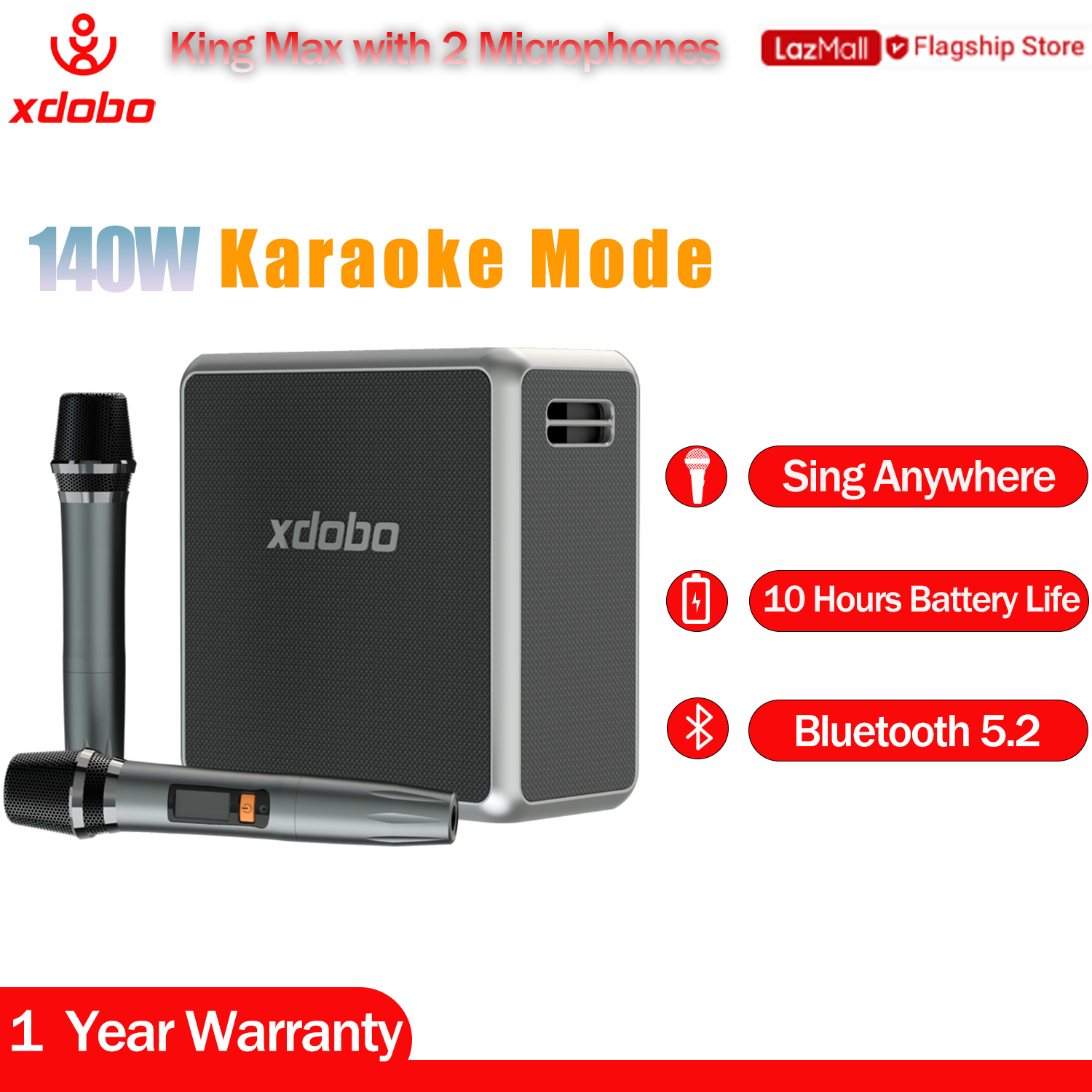 หูฟังบลูทูธไร้สาย หูฟัง TWS ตัดเสียงรบกวน XDOBO King Max 140W ลำโพงไร้สายบลูทู ธ กับ 2 ไมโครโฟนเบสลึก TWS โหมดลำโพงกันน้ำกลางแจ้งลำโพงในร่ม