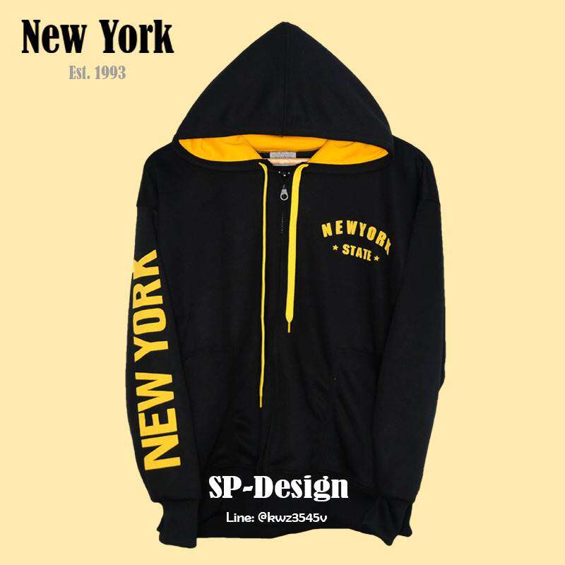 เสื้อคลุมมีฮูด เสื้อกันหนาว New York Hoodie สกรีนแขน