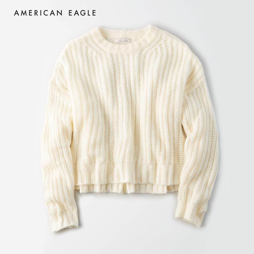 American Eagle Cropped Crew Neck Sweater เสื้อหนาว สเวตเตอร์ ผู้หญิง ครอป คอกลม (034-8930-106) เสื้อกันหนาว ผู้หญิง เสื้อกันหนาวผญ เสื้อวอร์ม