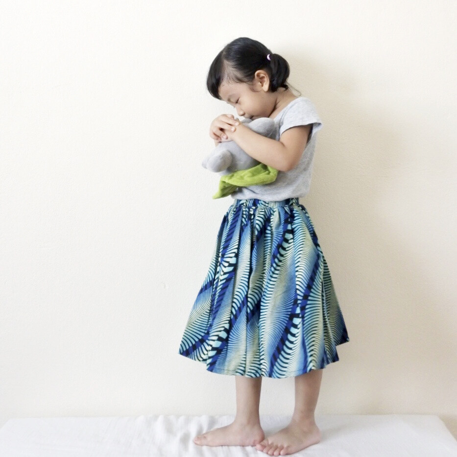 MERMEO |【SK-46】M(90-100) African batik kids skirt | กระโปรงเด็กผ้าแอฟริกันบาติก